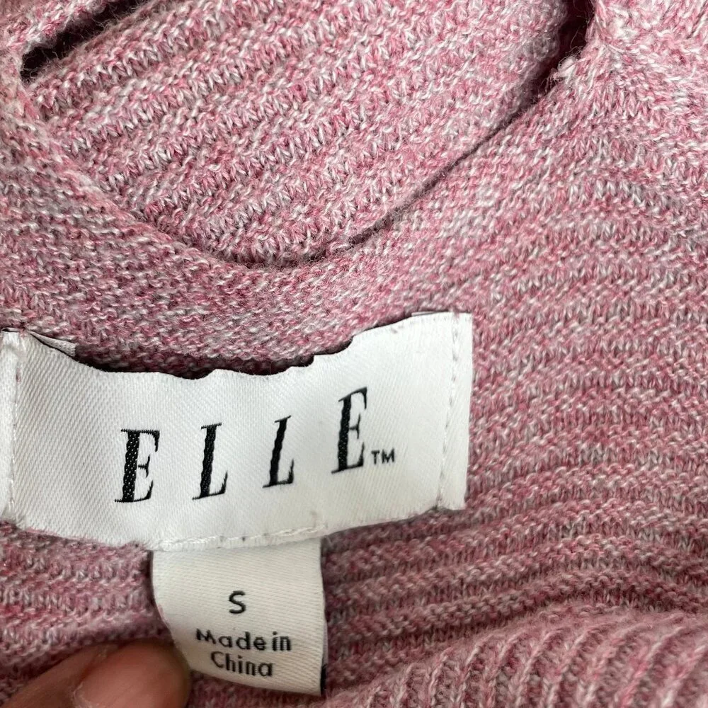 ELLE Coquette Pink Marl Knit Boat Neck Bow Back Pullover Sweater Small
